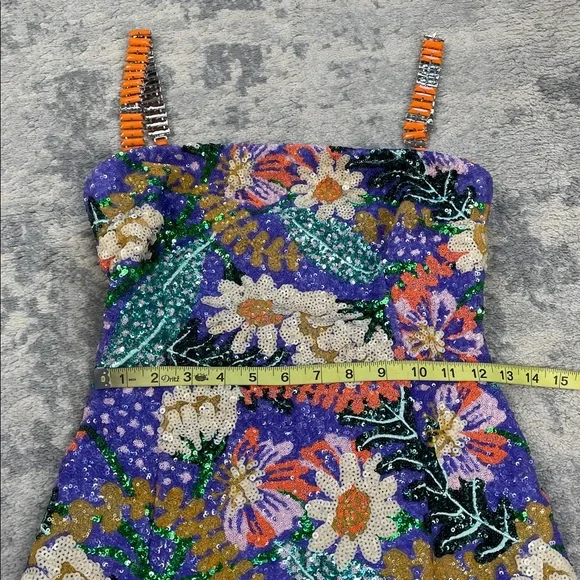 NWT Nadine Merabi Lyra Floral Sequin Mini Dress Beaded Colorful Sz 4 - Picture 15 of 16